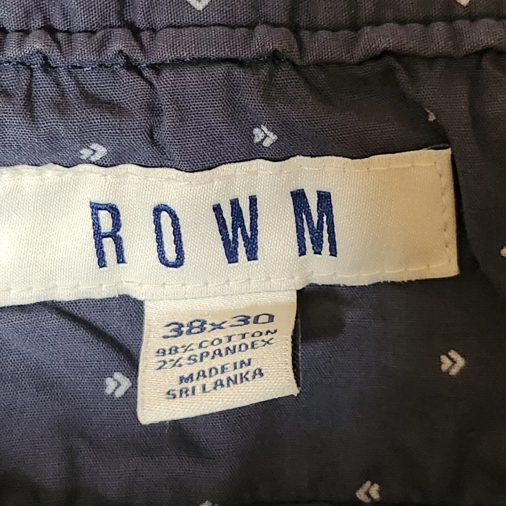 Rowm Pants Mens Size 38 Blue Chino‎ Pockets Cotton Stretch 38x30